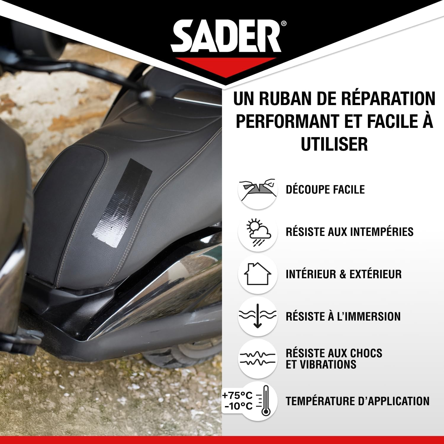 Caractéristiques Sader Adhésif Noir 